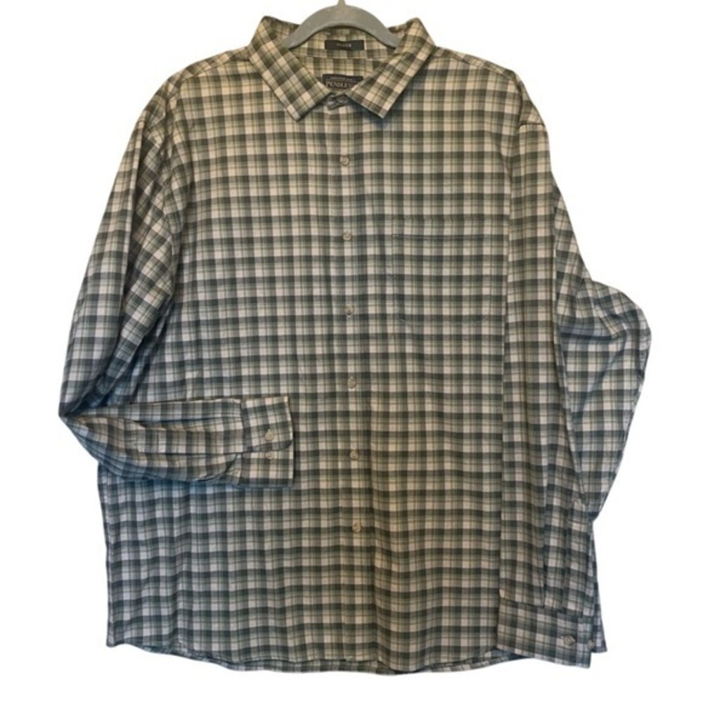 Pendleton Mens XXL Alder Plaid Casual Button Down Long Sleeve Green Cotton Shirt